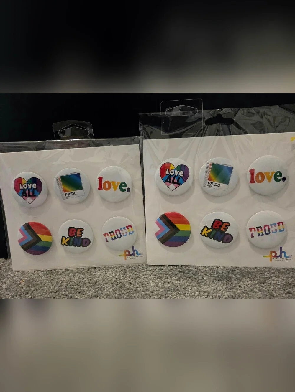 2 Packs Pride 6-Piece Button Pin Set - Rainbow White
